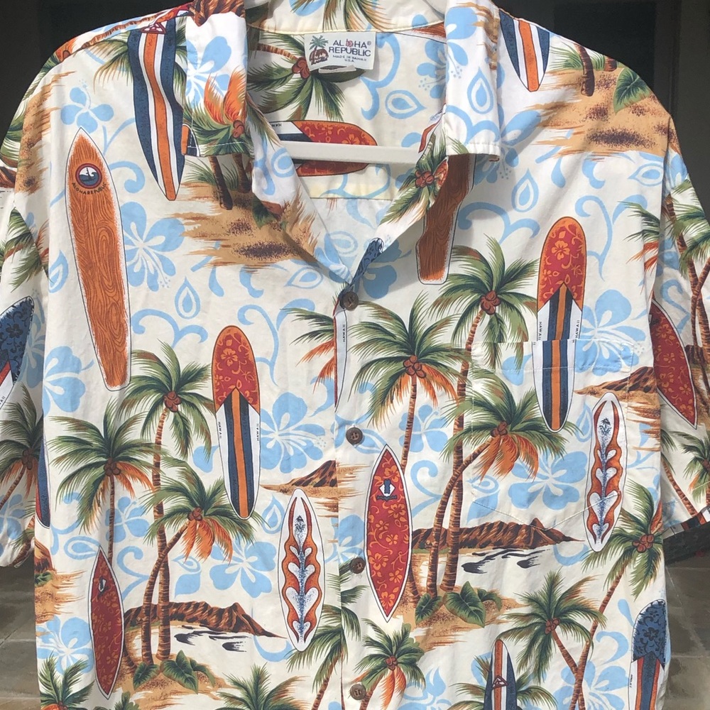 ALOHA REPUBLIC BUTTON DOWN SHIRT XL